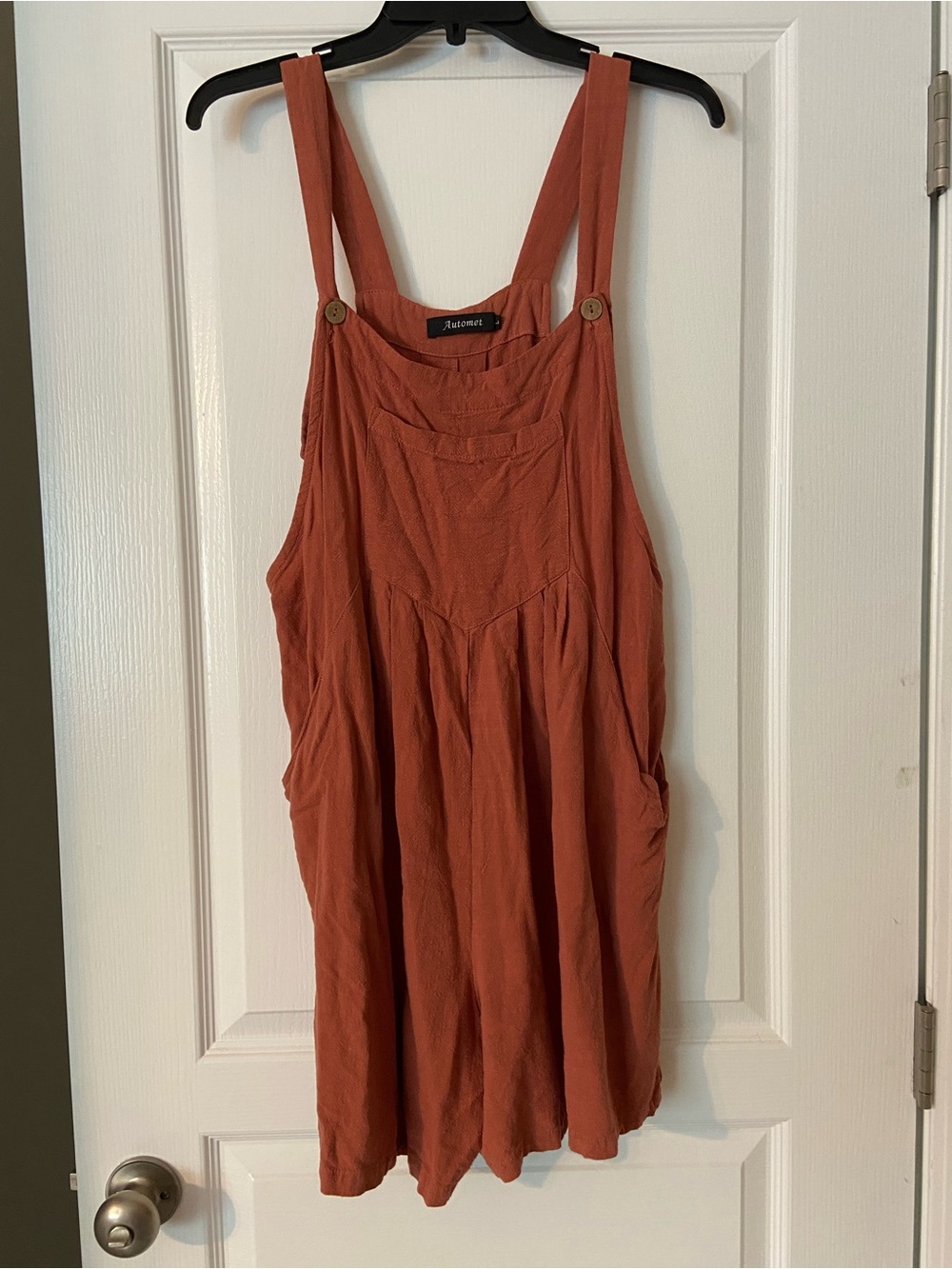 Rust Sleeveless Romper with Adjustable Straps